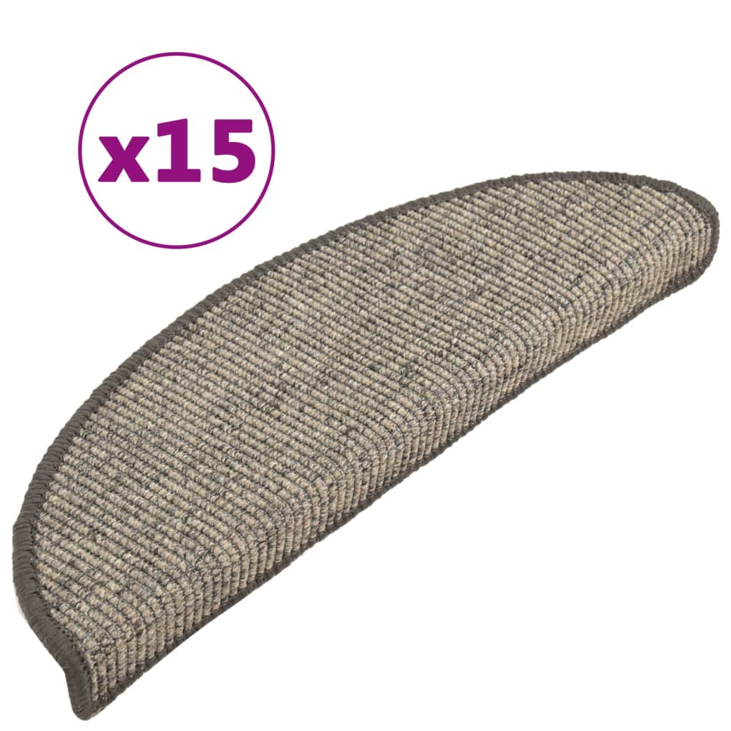 Trappematter 15 stk 56x17x3 cm beige og grå halvrund