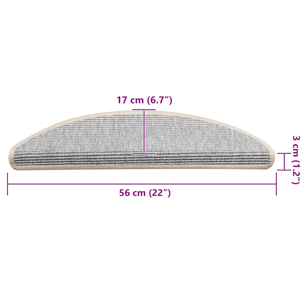 Trappematter 15 stk 56x17x3 cm sølvfargede halvrund