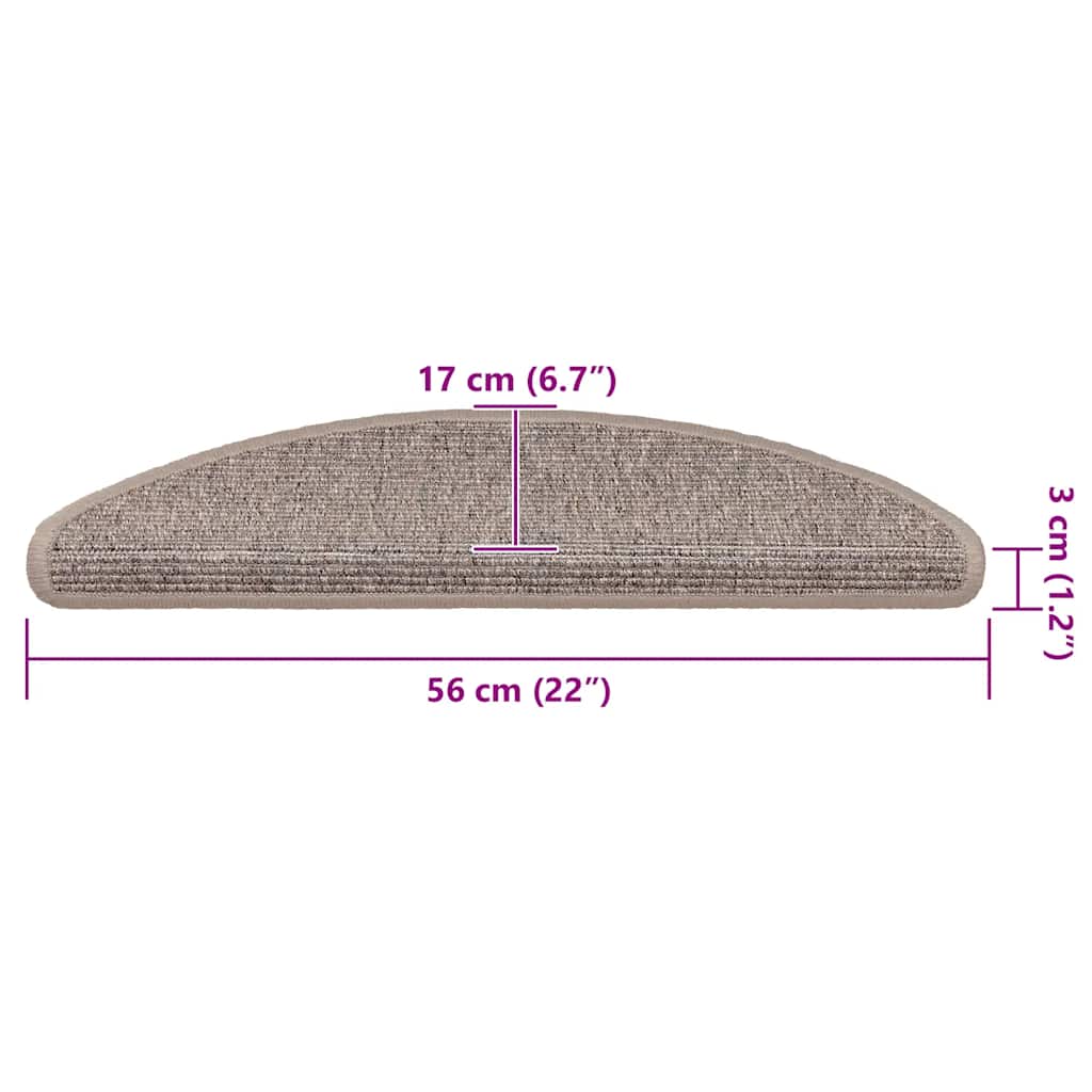 Trappematter 15 stk 56x17x3 cm mørk beige halvrund