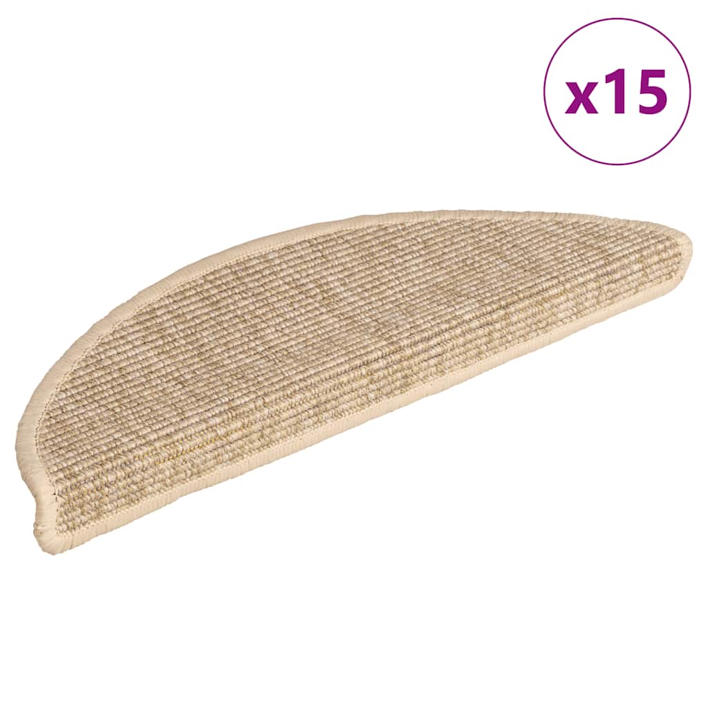 Trappematter 15 stk 56x17x3 cm lys beige halvrund