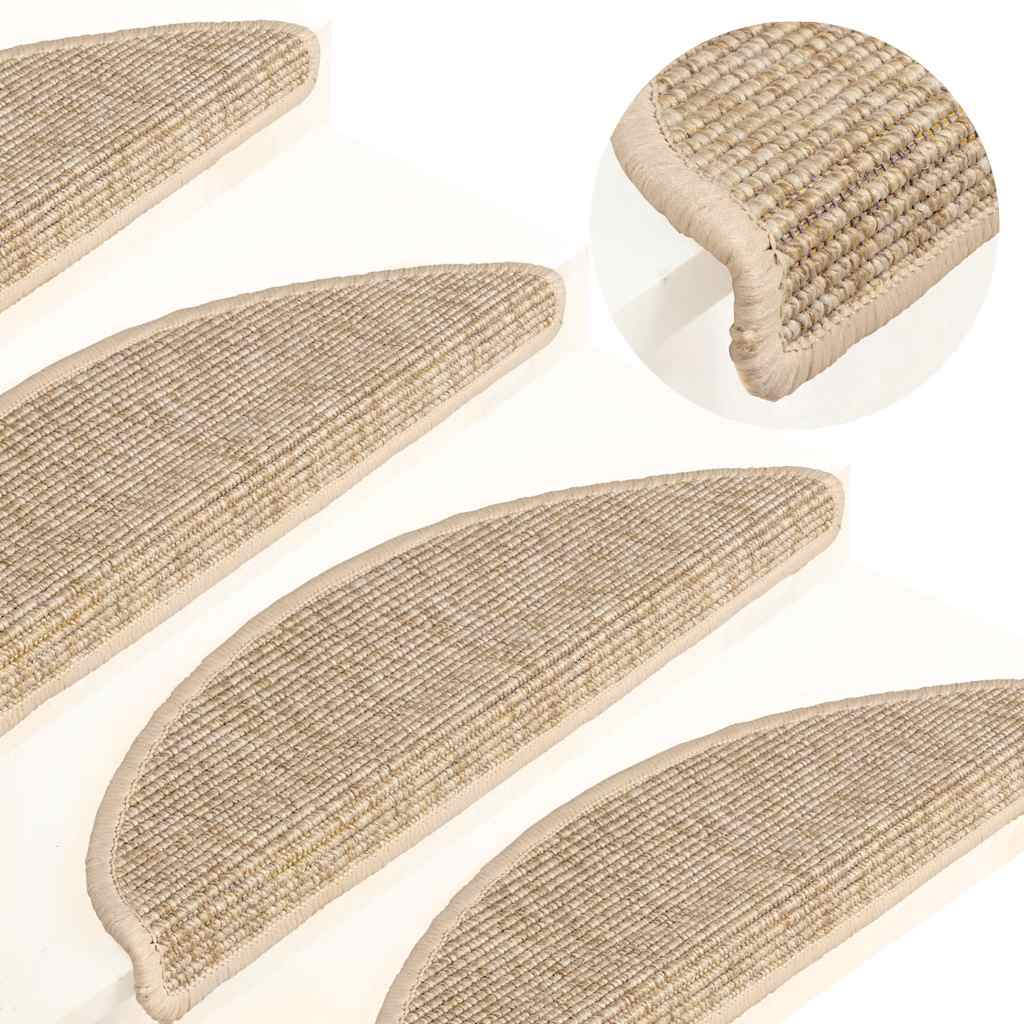 Trappematter 15 stk 56x17x3 cm lys beige halvrund