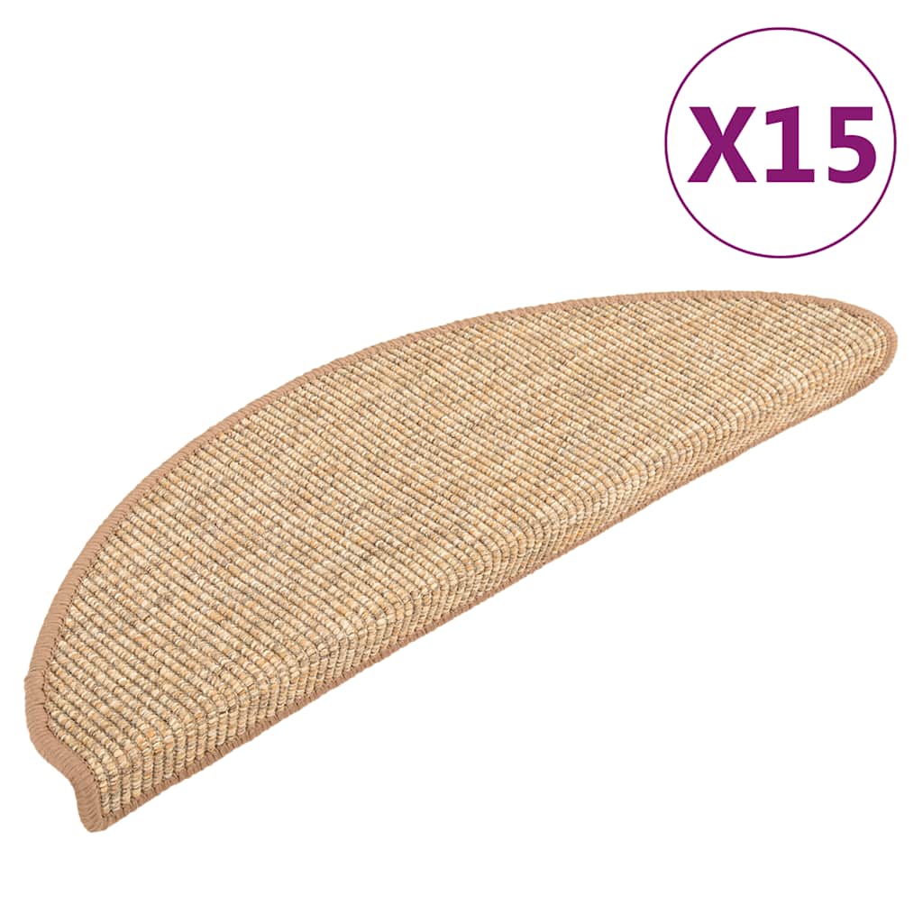 Trappematter 15 stk 56x17x3 cm lysebrune halvrund