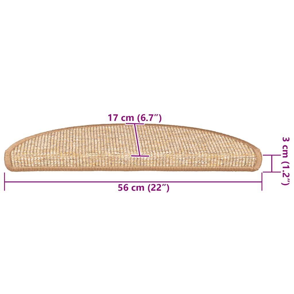 Trappematter 15 stk 56x17x3 cm lysebrune halvrund