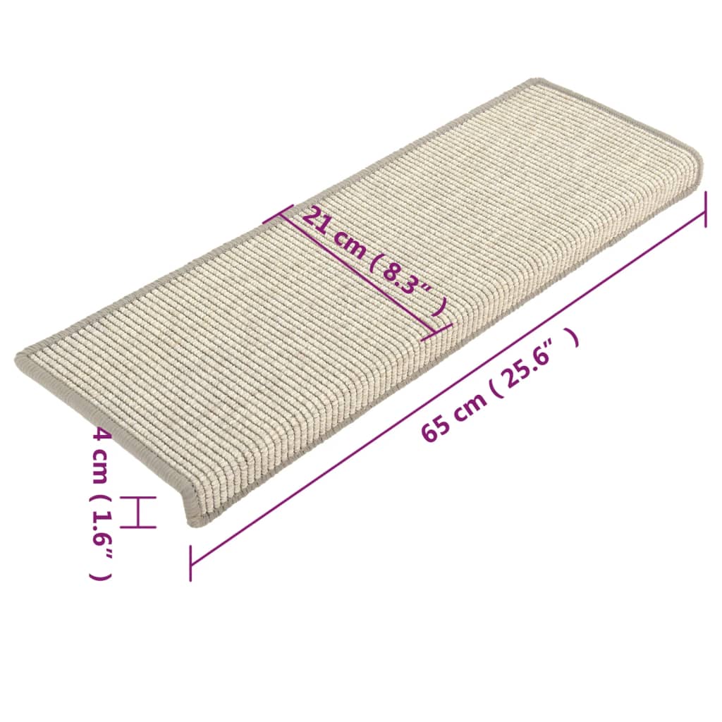 Trappematter 15 stk 65x21x4 cm sølv rektangulær kant