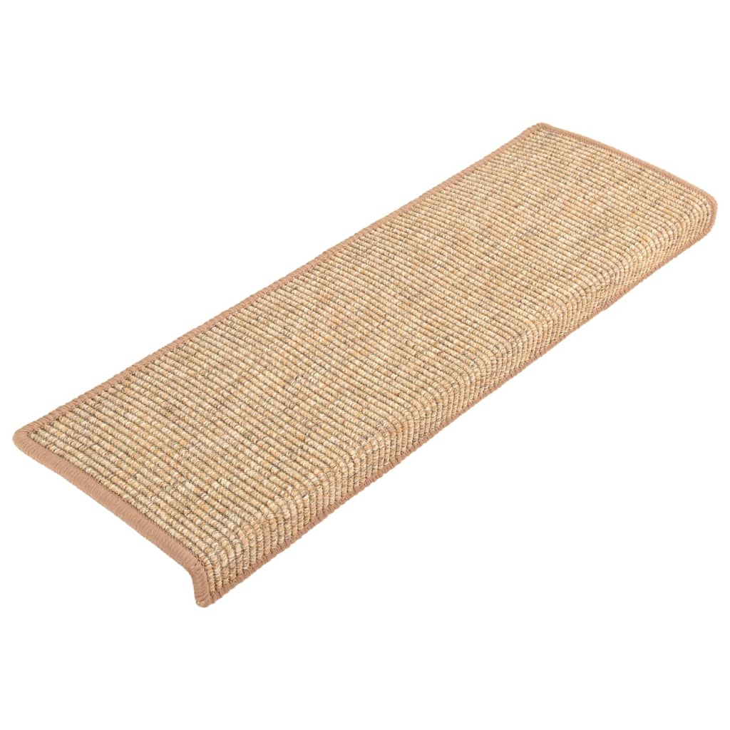 Trappematter 15 stk 65x21x4 cm lysebrune rektangulære kanter