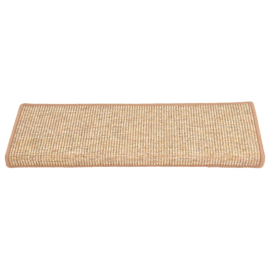 Trappematter 15 stk 65x21x4 cm lysebrune rektangulære kanter