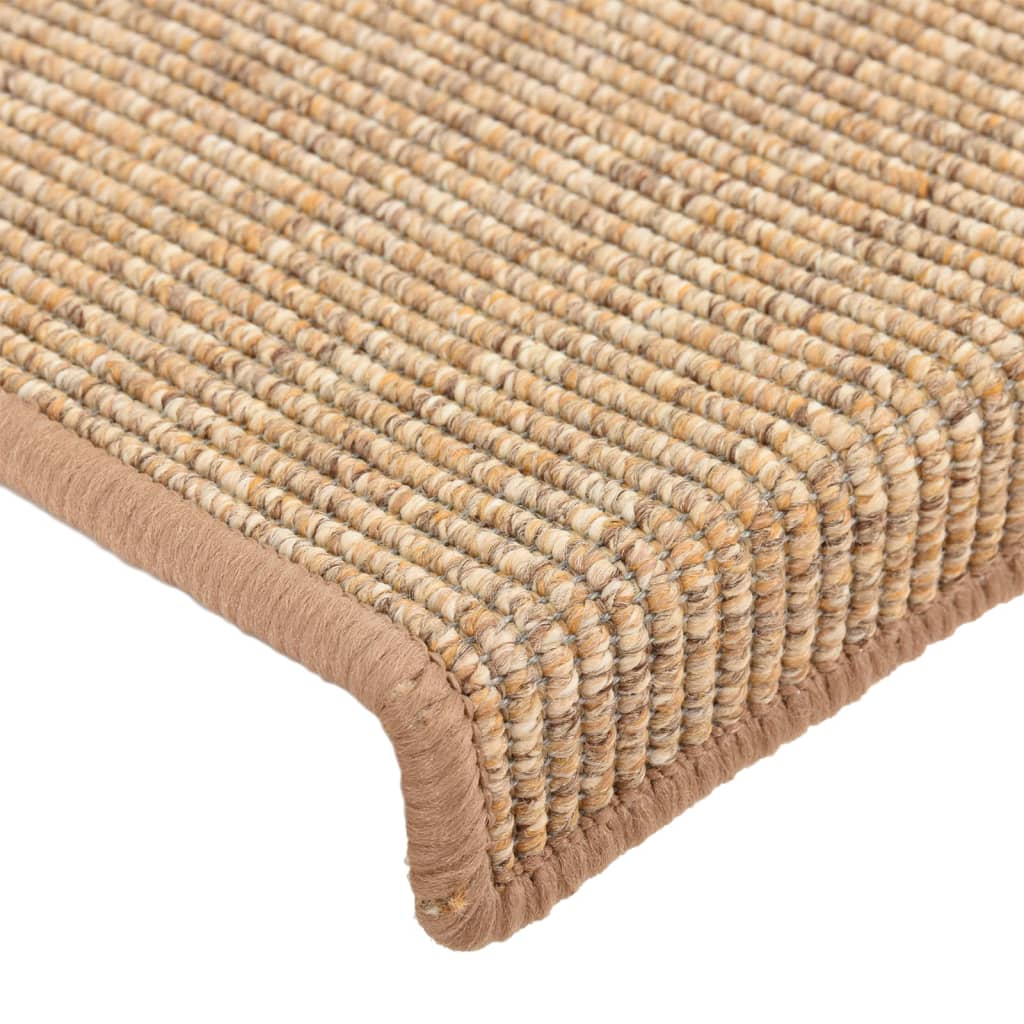 Trappematter 15 stk 65x21x4 cm lysebrune rektangulære kanter