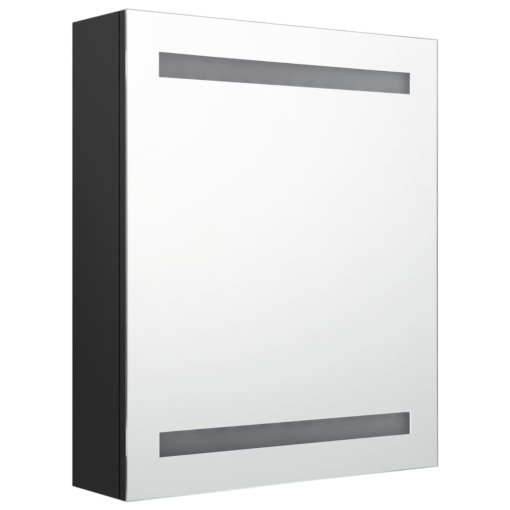 LED-speilskap til bad svart 50x14x60 cm