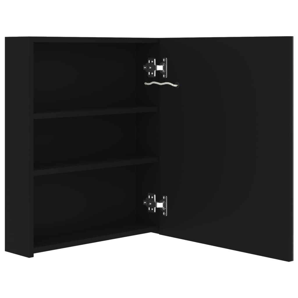 LED-speilskap til bad svart 50x14x60 cm