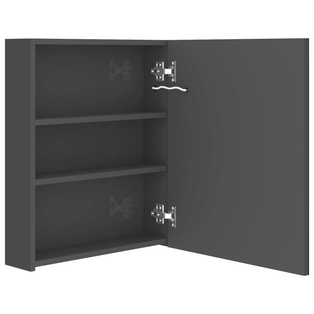 LED-speilskap til bad blank grå 50x14x60 cm