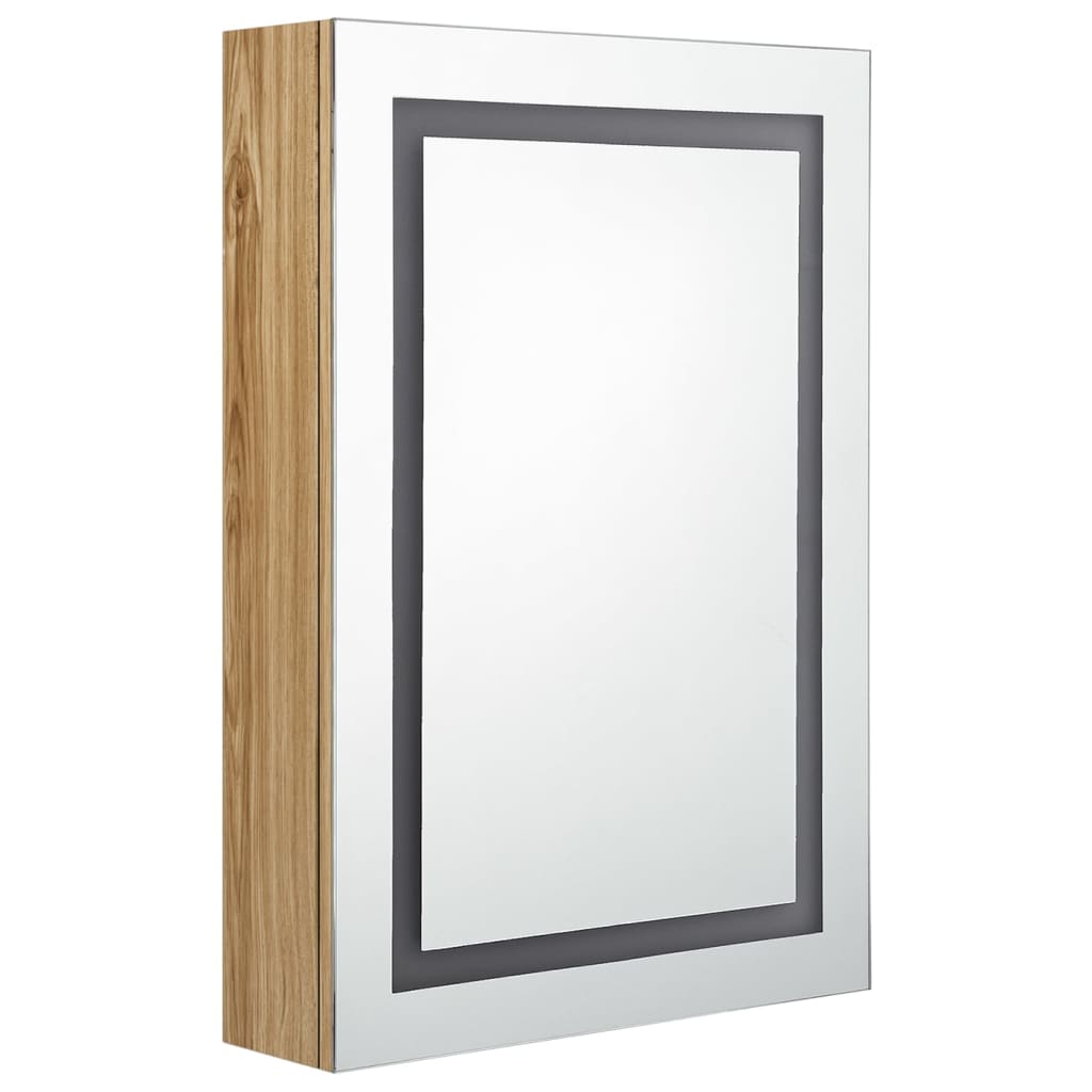 LED-speilskap til bad eik 50x13x70 cm
