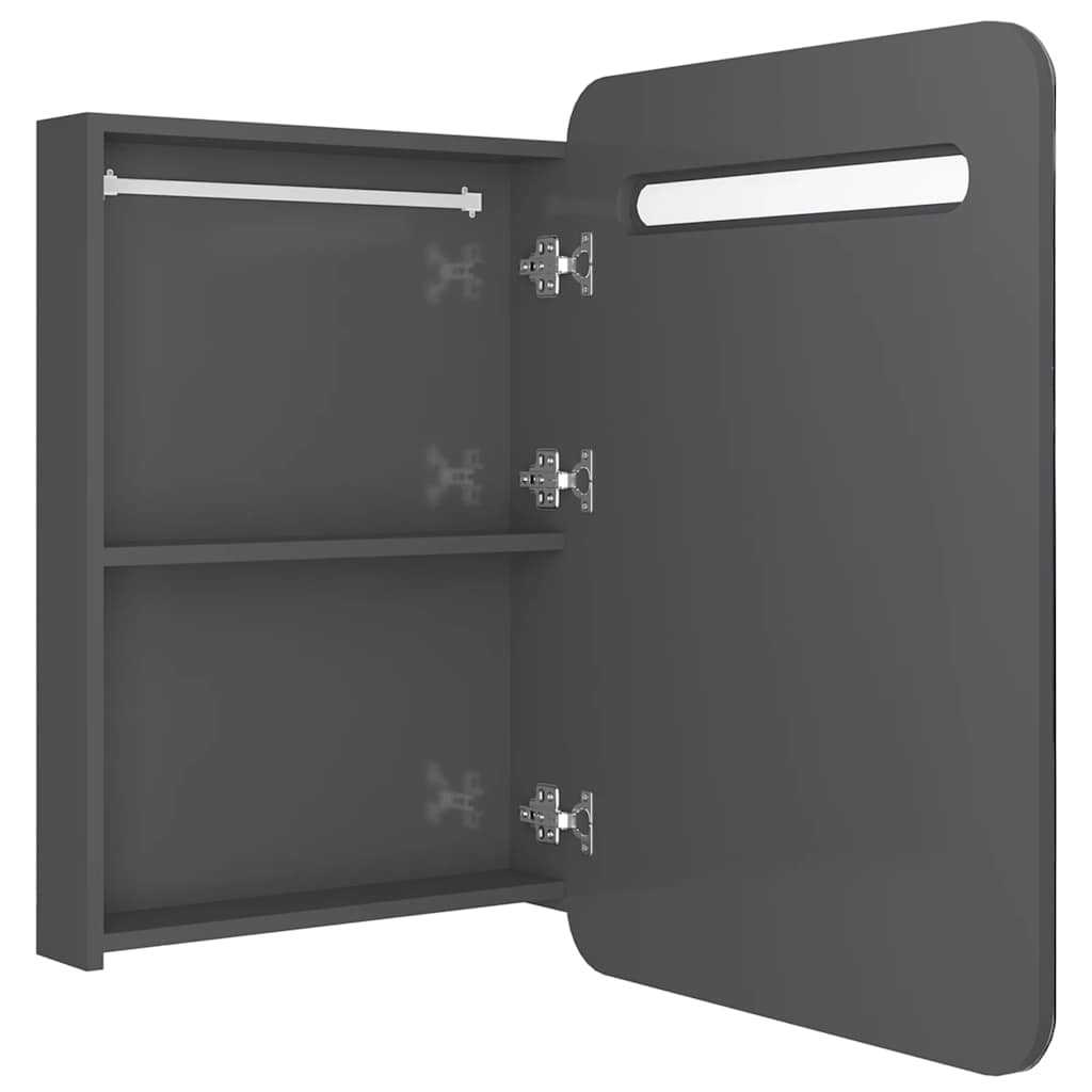 LED-speilskap til bad blank grå 60x11x80 cm
