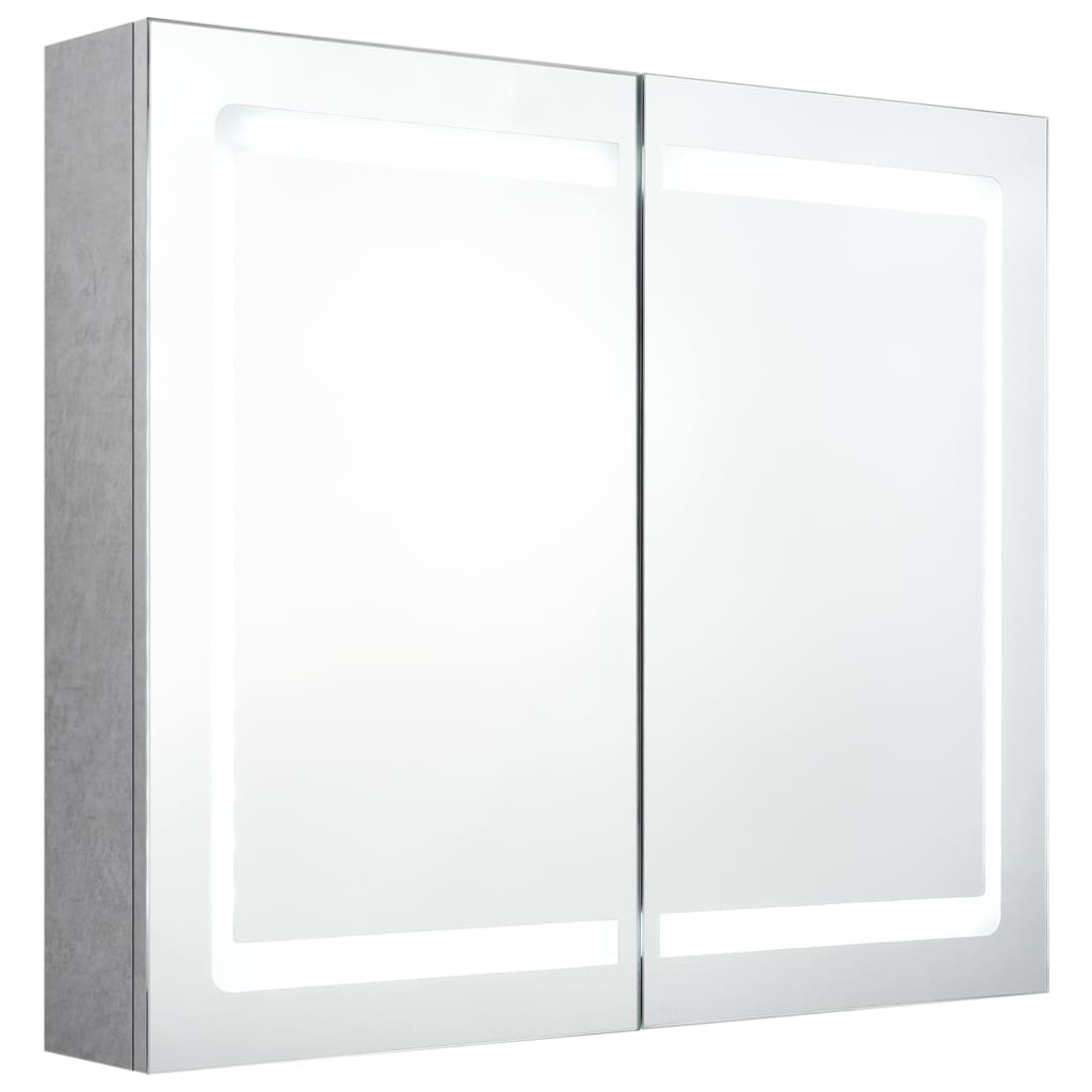 LED-speilskap til bad betonggrå 80x12x68 cm