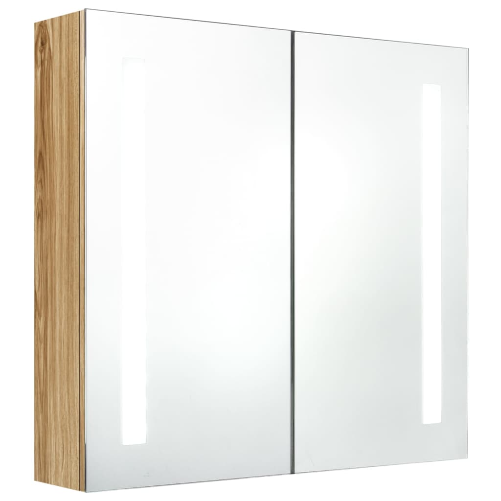 LED-speilskap til bad eik 62x14x60 cm