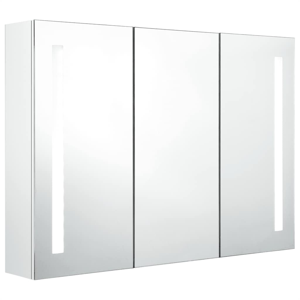 LED-speilskap til bad 89x14x62 cm skinnende hvit