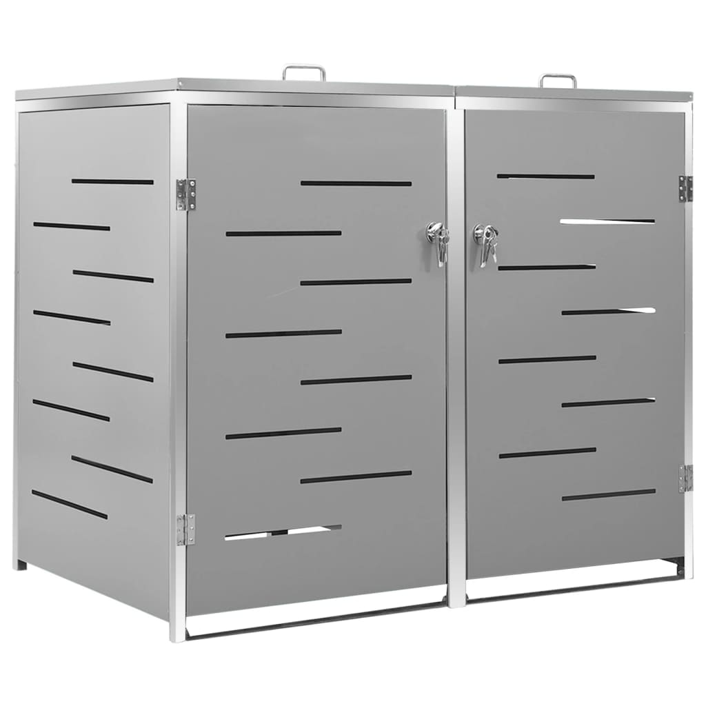 Søppeldunkskur dobbelt 138x77,5x115 cm rustfritt stål