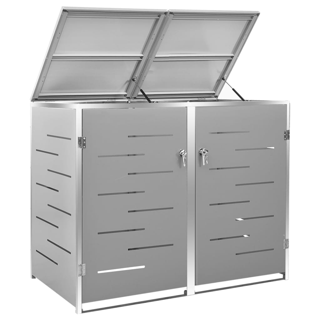 Søppeldunkskur dobbelt 138x77,5x115 cm rustfritt stål