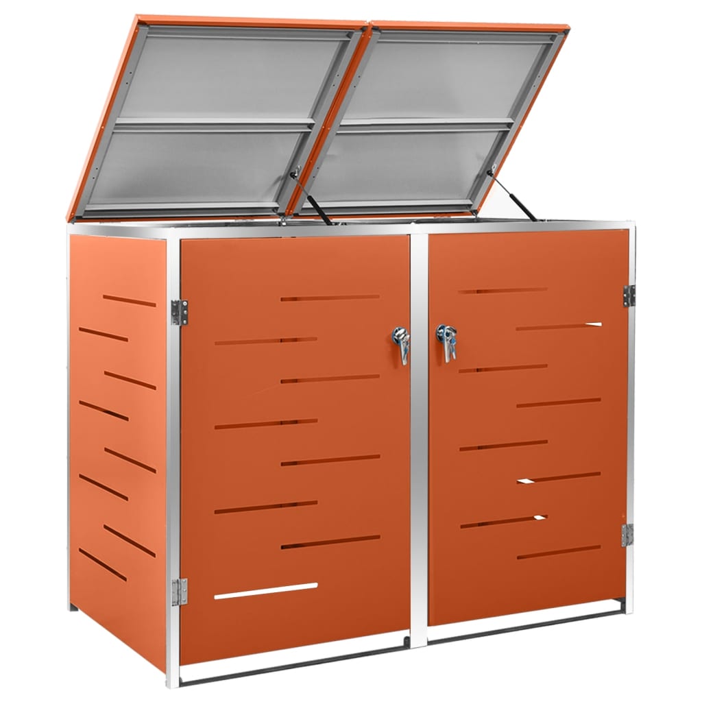Søppeldunkskur dobbelt 138x77,5x115 cm rustfritt stål