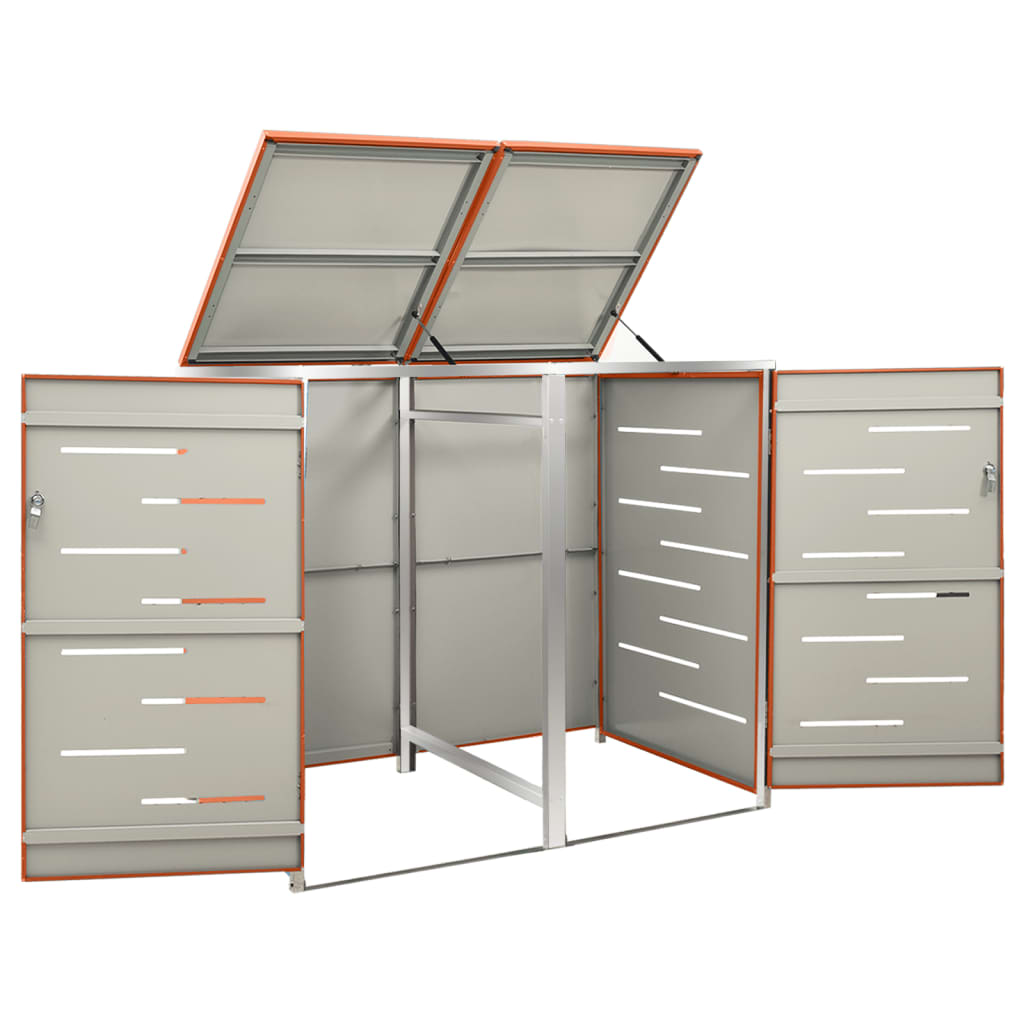 Søppeldunkskur dobbelt 138x77,5x115 cm rustfritt stål