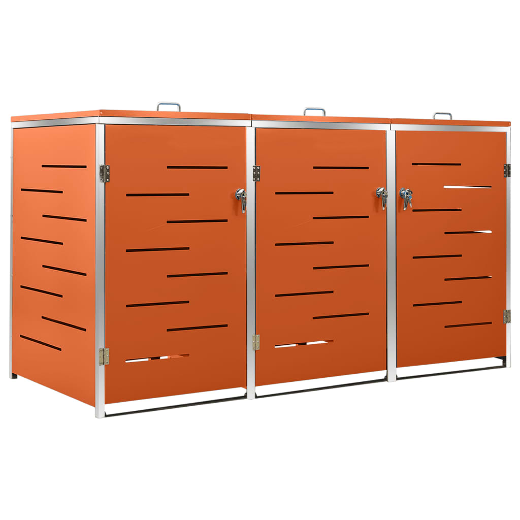 Søppeldunkskur trippelt 207x77,5x115 cm rustfritt stål