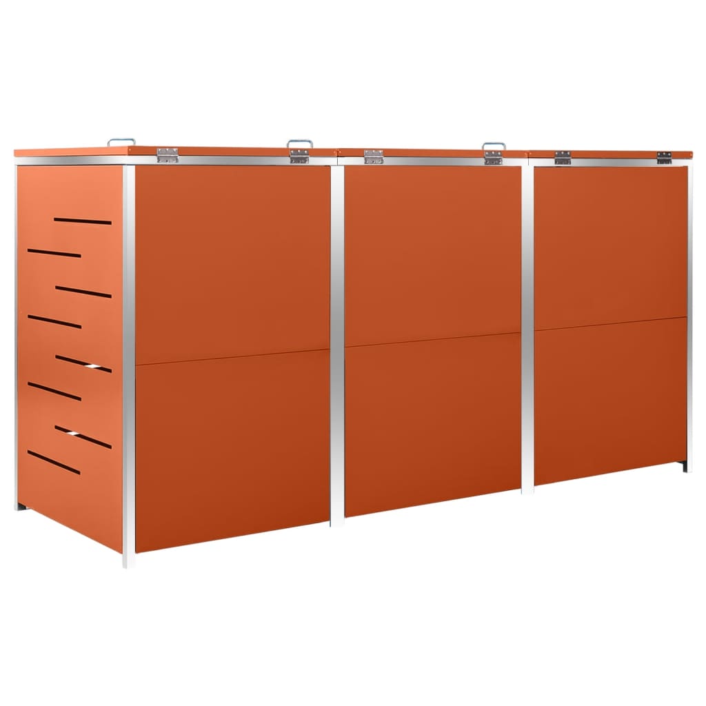 Søppeldunkskur trippelt 207x77,5x115 cm rustfritt stål