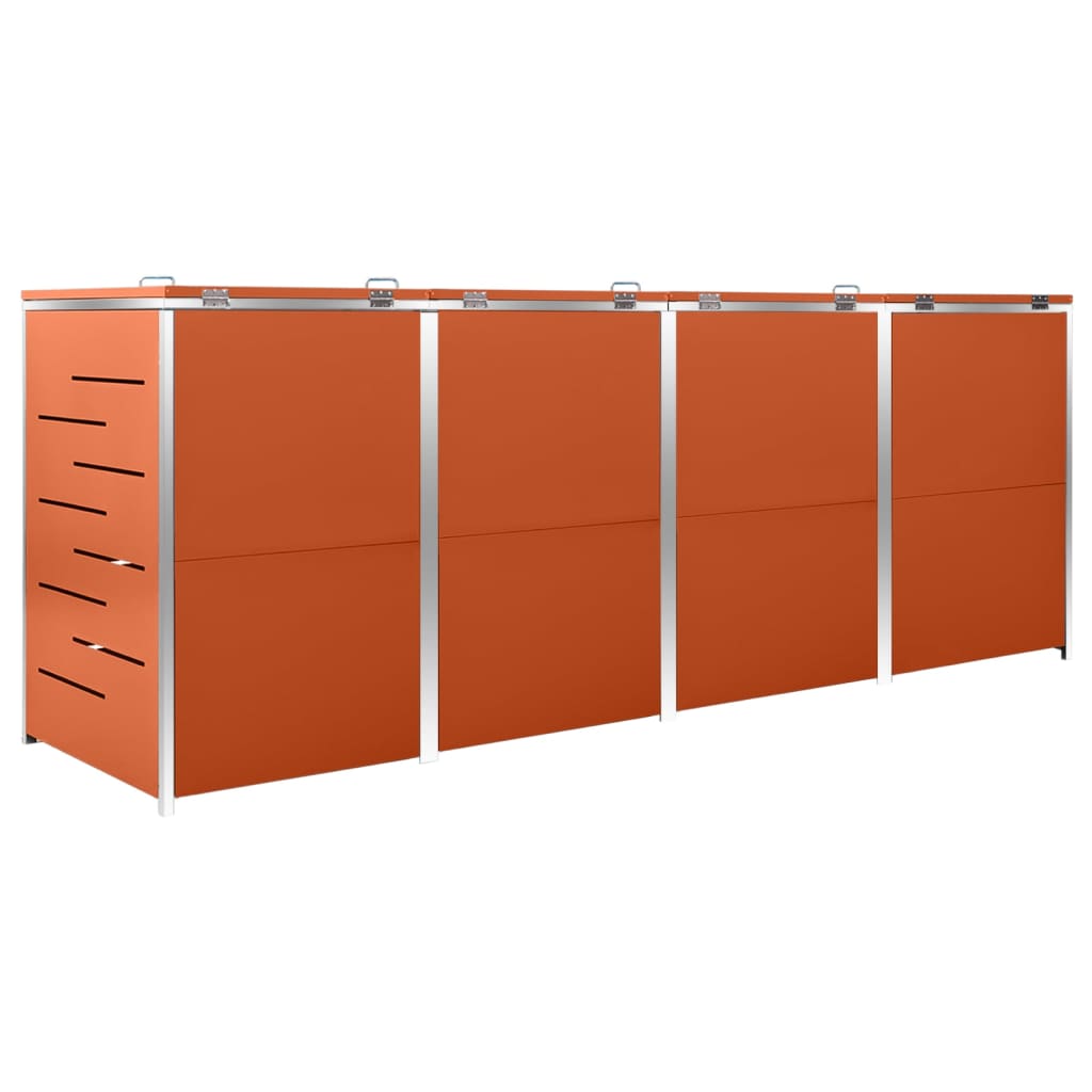 Søppeldunkskur firedobbelt 276,5x77,5x115 cm rustfritt stål