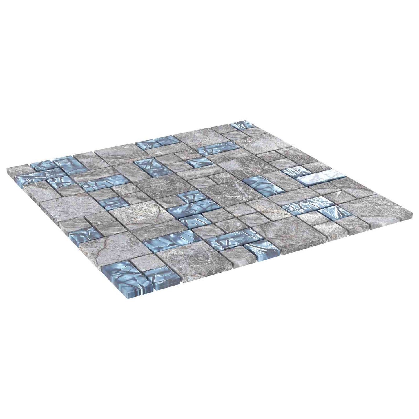 Mosaikkflis 11 pcs Grå og Blå 50 x 50 cm Glass
