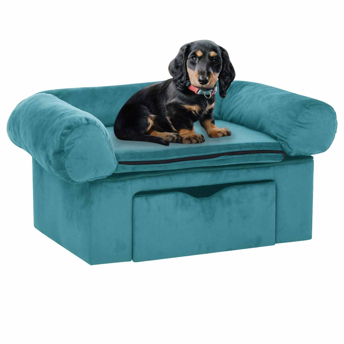 Hundesofa med lagring Turkis 75 x 50 x 38cm Plysj