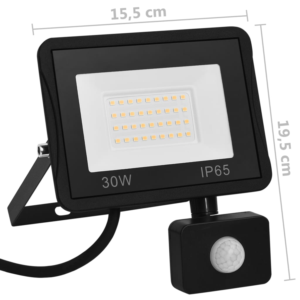 LED-flomlys med sensor 30 W varmhvit