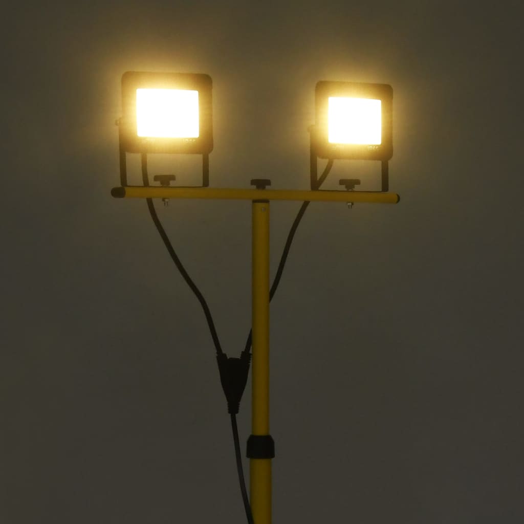 LED-flomlys med stativ 2x50 W varmhvit