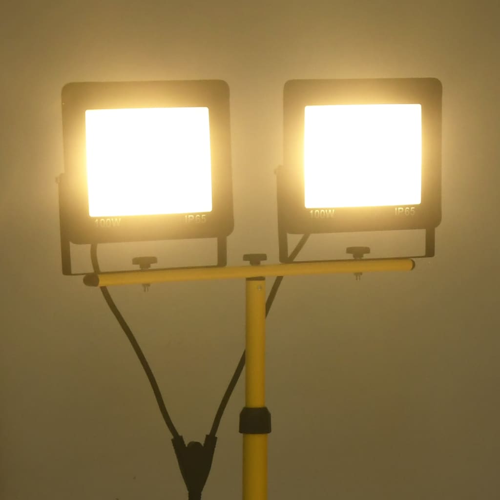 LED-flomlys med stativ 2x100 W varmhvit