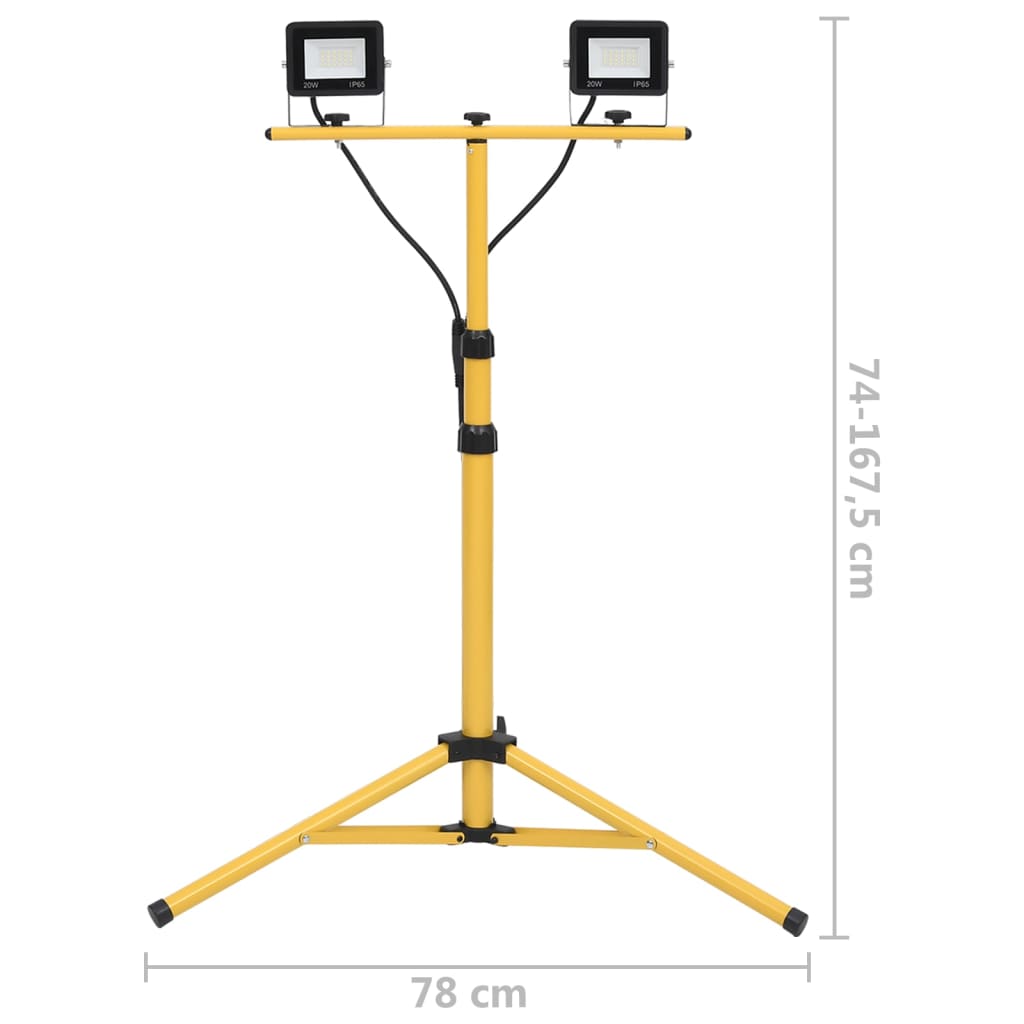 LED-flomlys med stativ 2x20 W kaldhvit