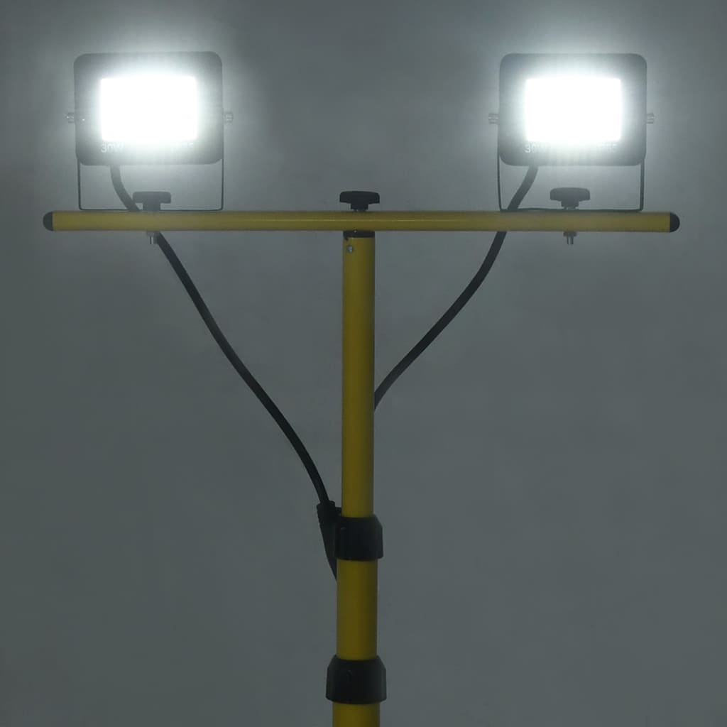 LED-flomlys med stativ 2x30 W kaldhvit
