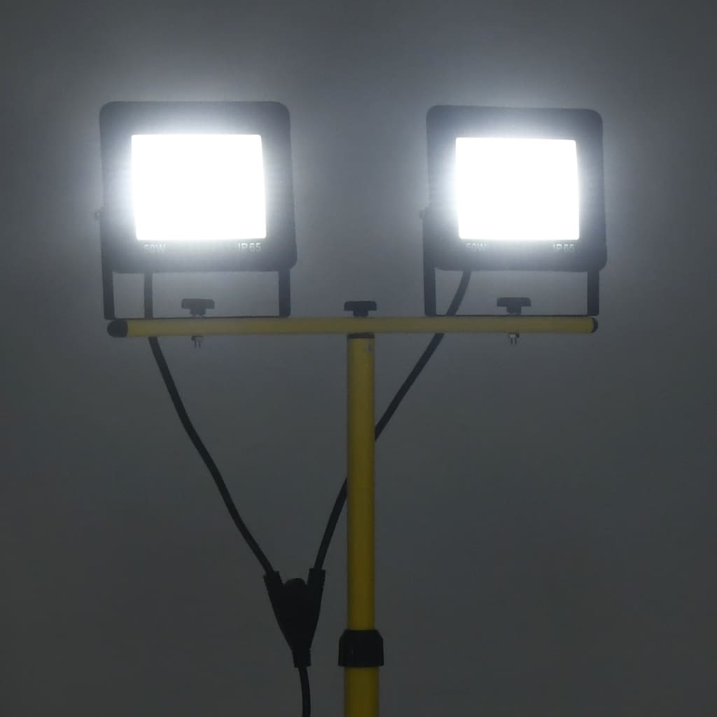 LED-flomlys med stativ 2x50 W kaldhvit