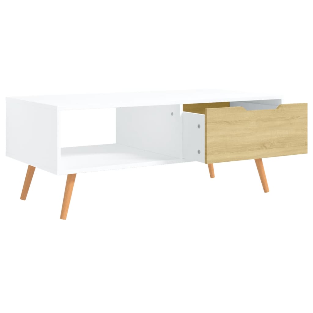 Salongbord hvit og sonoma eik 100x49,5x43 cm konstruert tre