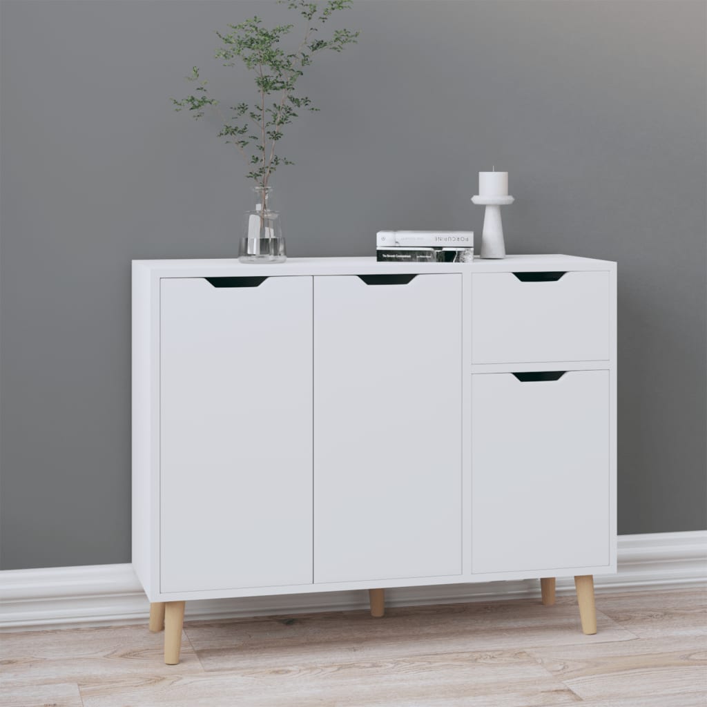 Skjenk hvit 90x30x72 cm konstruert tre