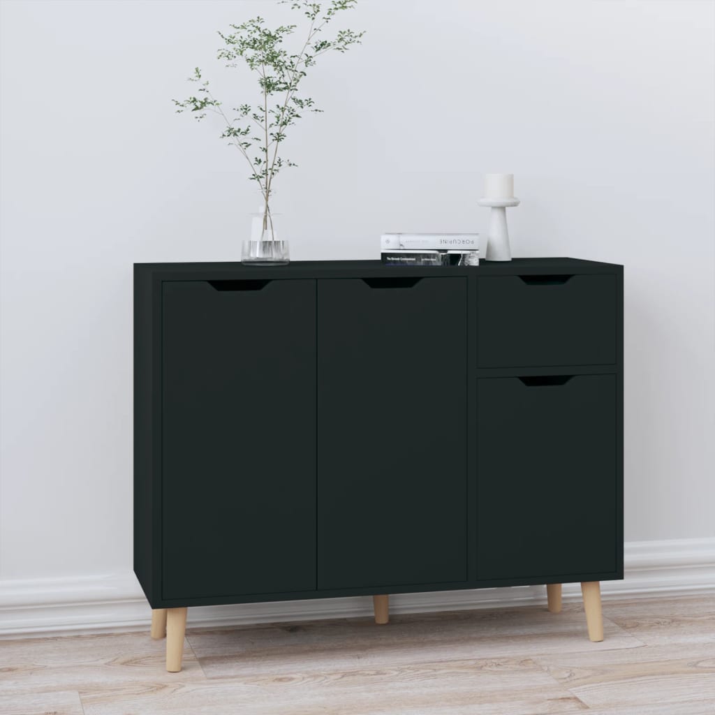 Skjenk svart 90x30x72 cm konstruert tre