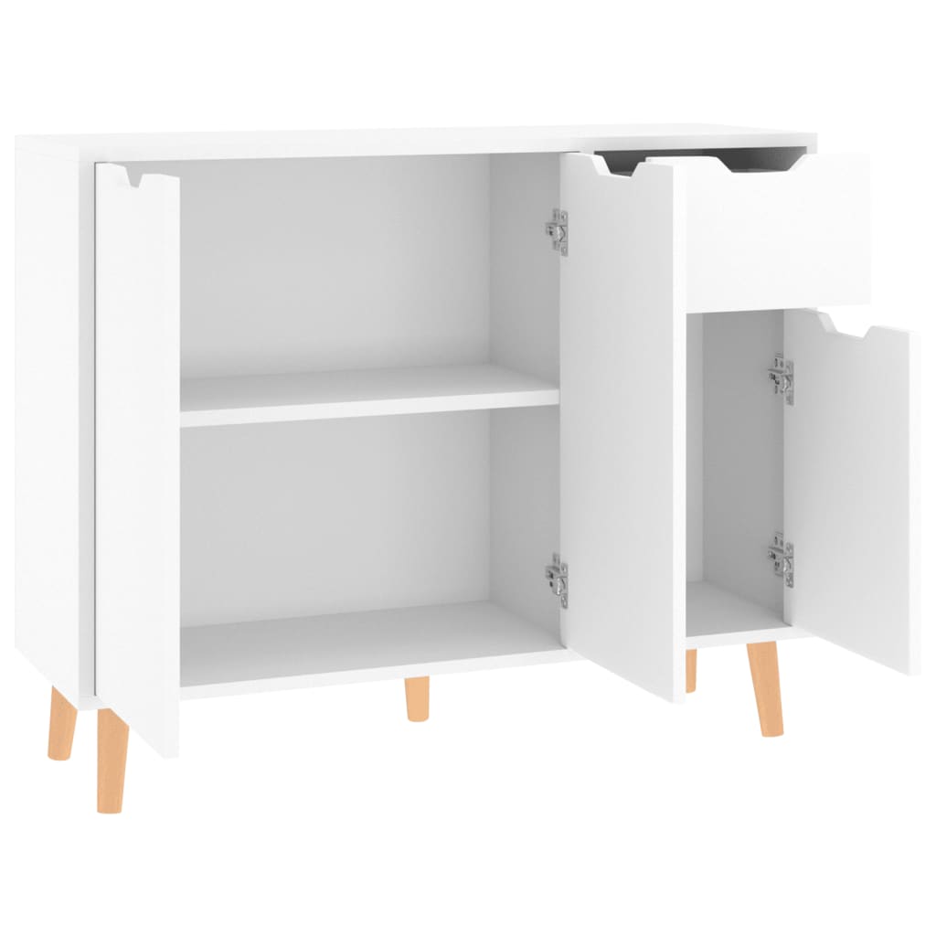 Skjenk høyglans hvit 90x30x72 cm konstruert tre