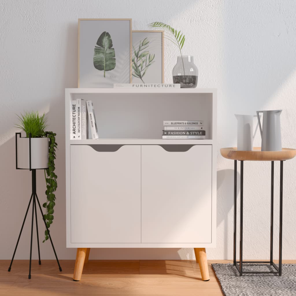Skjenk høyglans hvit 60x30x72 cm konstruert tre