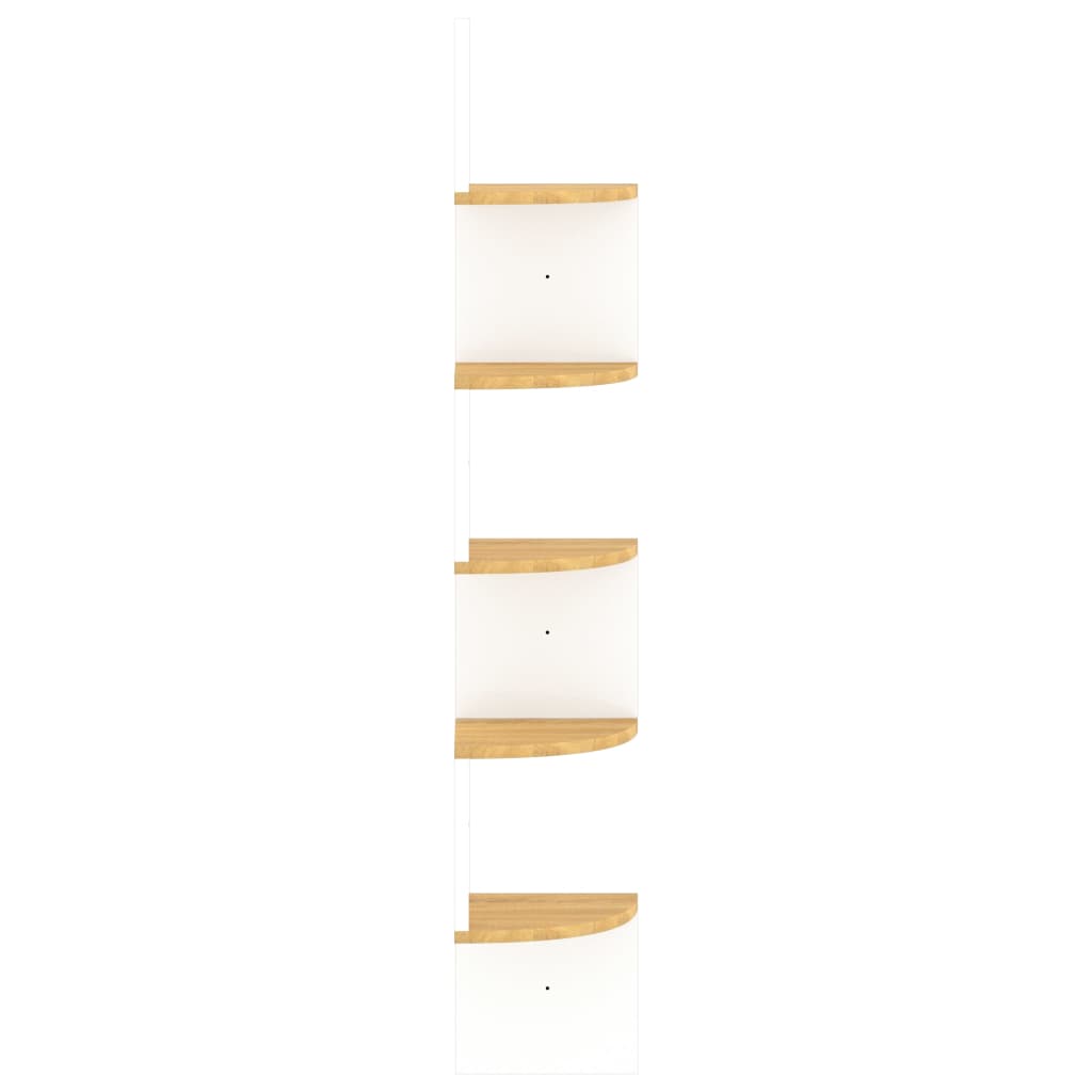 Vegghjørnehylle hvit og sonoma eik 19x19x123 cm konstruert tre