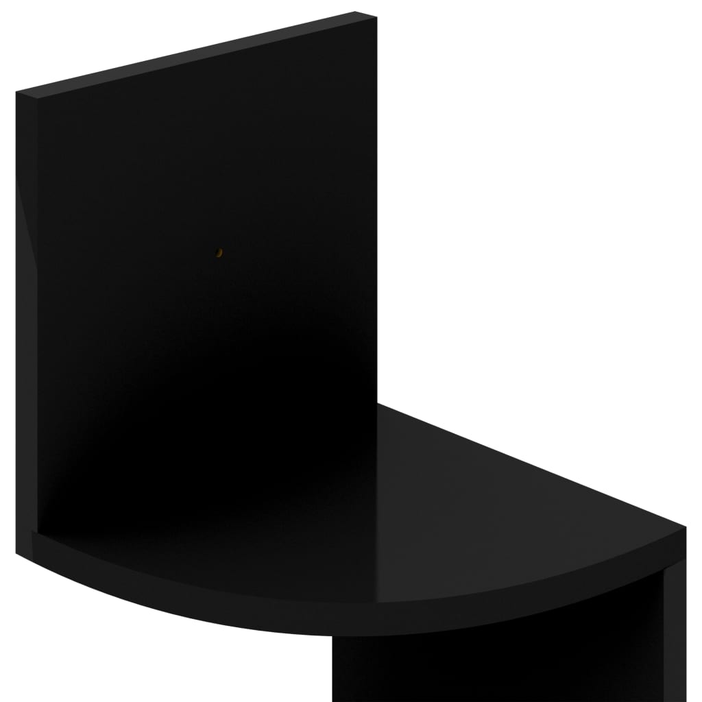 Vegghjørnehylle høyglans svart 19x19x123 cm konstruert tre