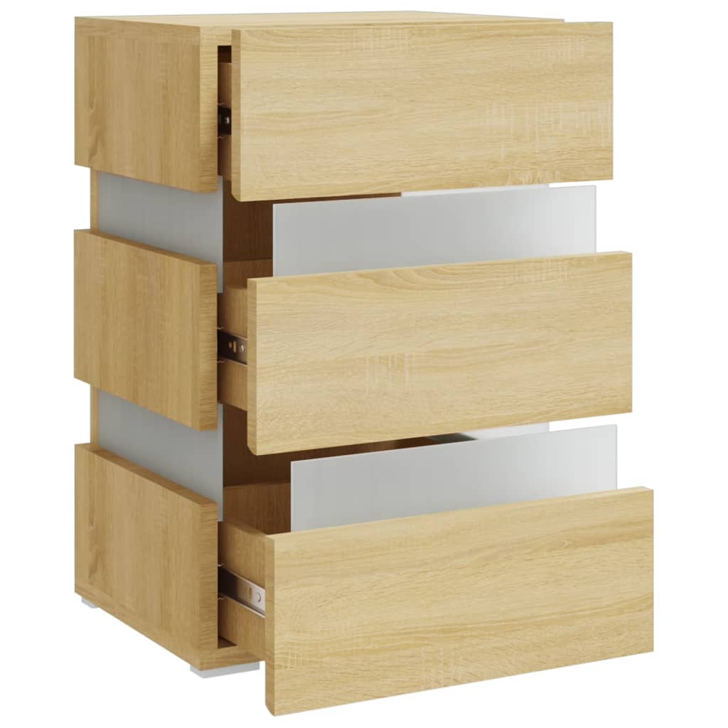 LED-nattbord sonoma eik 45x35x67 cm konstruert tre
