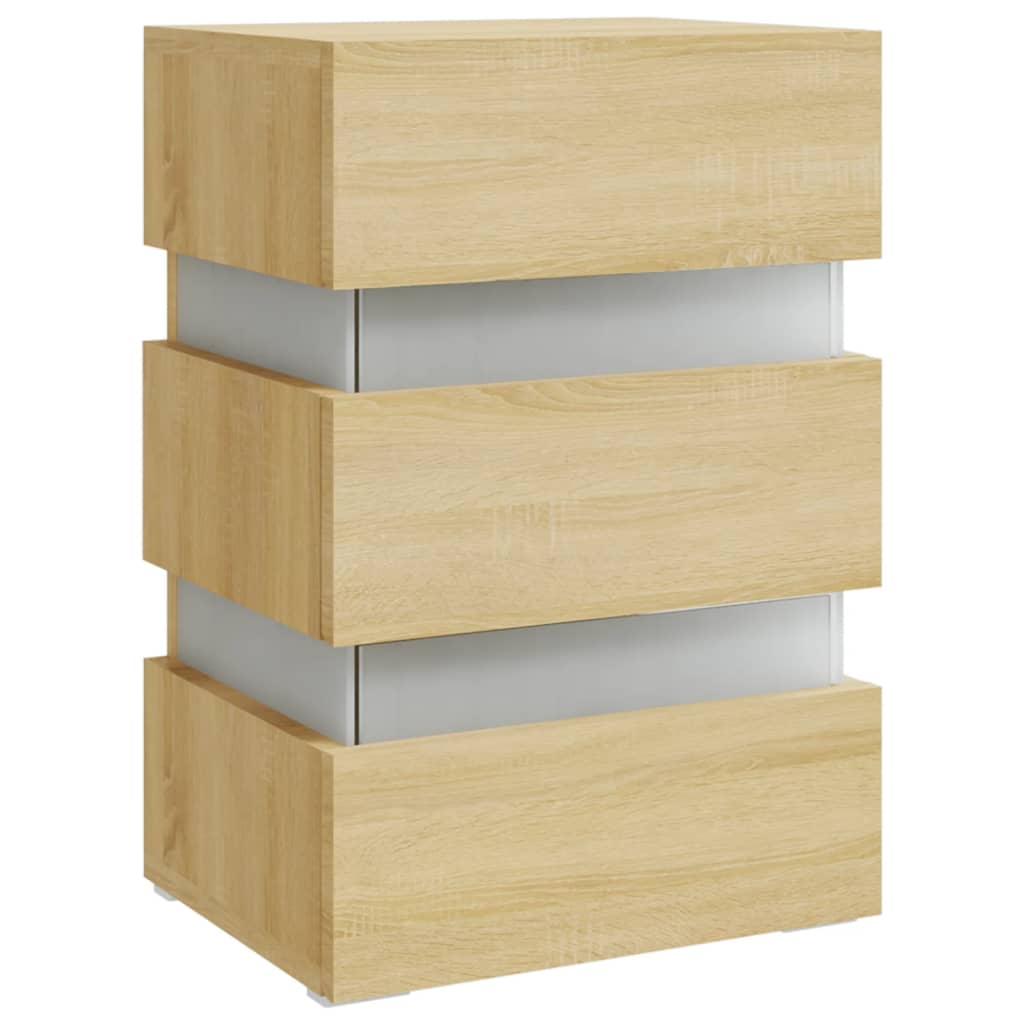 LED-nattbord sonoma eik 45x35x67 cm konstruert tre