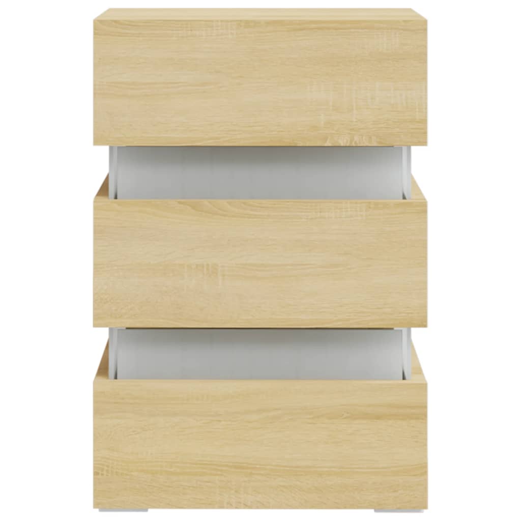 LED-nattbord sonoma eik 45x35x67 cm konstruert tre