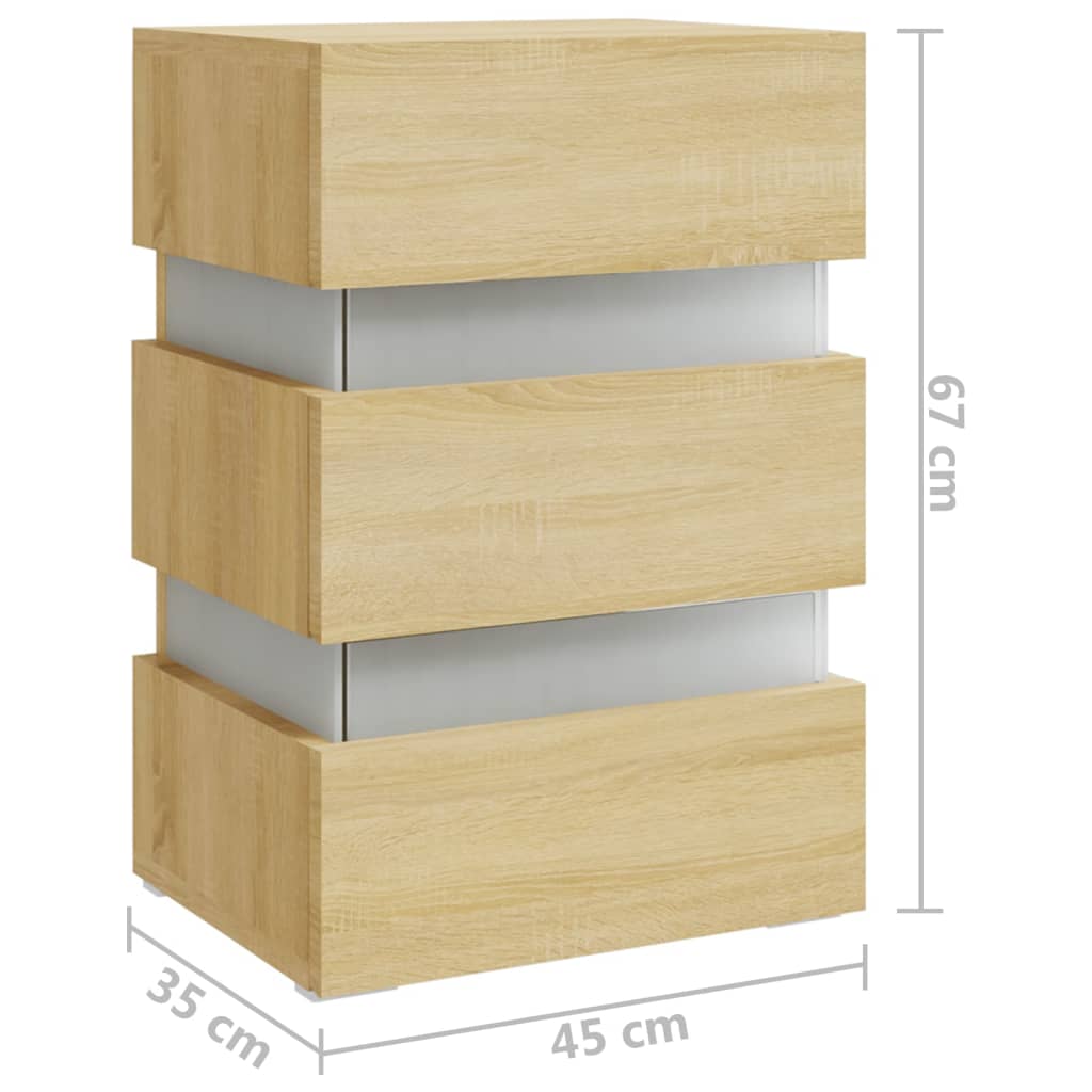 LED-nattbord sonoma eik 45x35x67 cm konstruert tre
