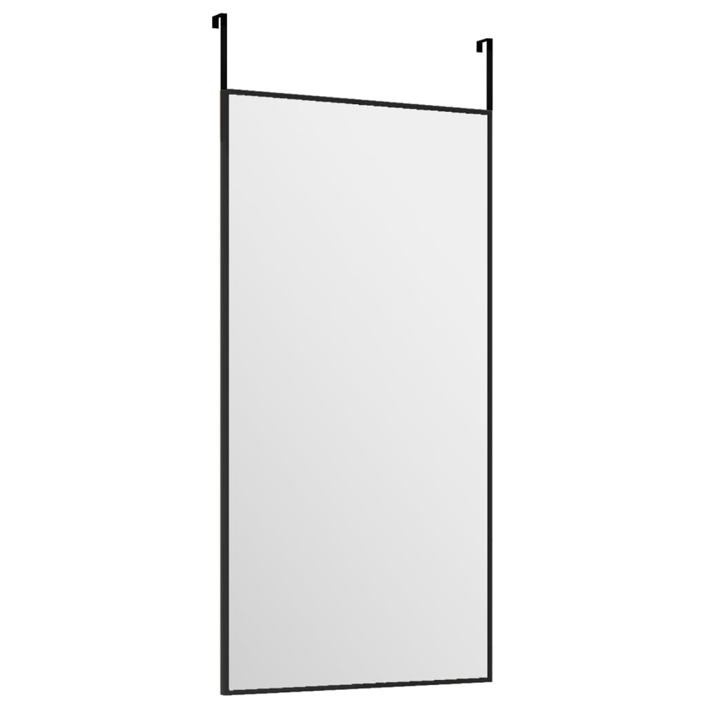 Dørspeil svart 30x60 cm glass og aluminium