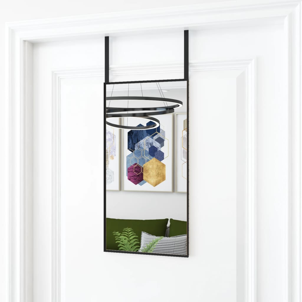 Dørspeil svart 30x60 cm glass og aluminium