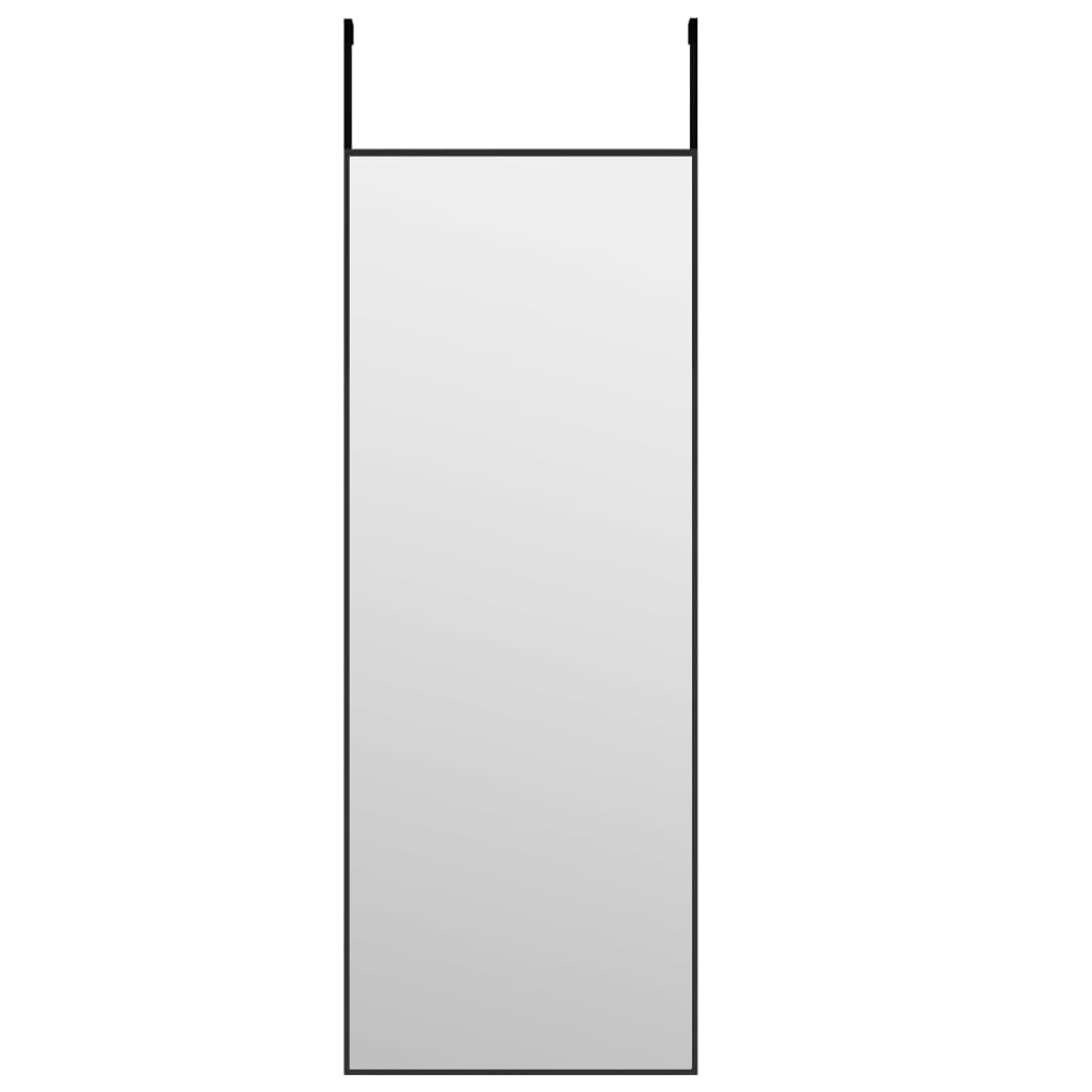 Dørspeil svart 30x80 cm glass og aluminium