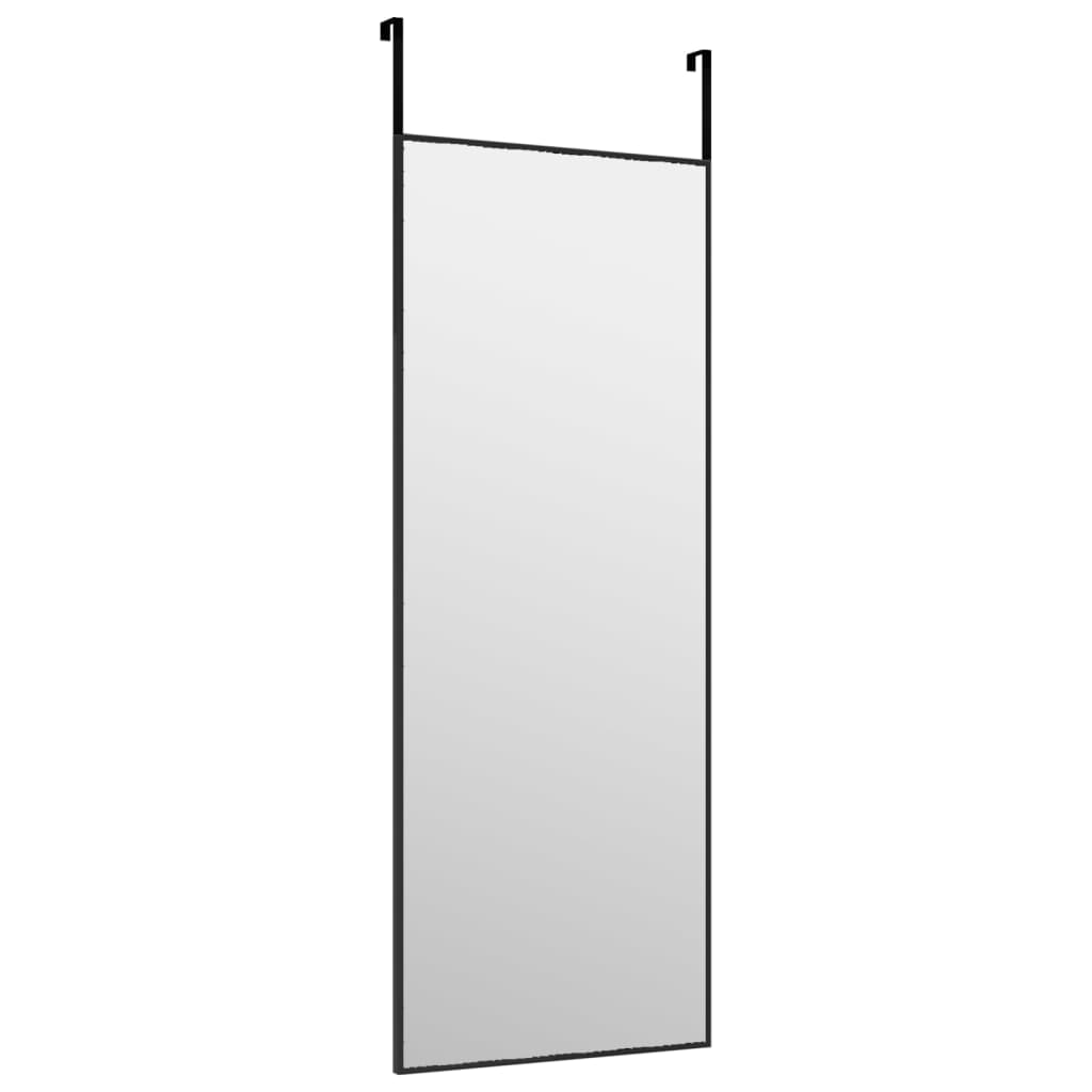 Dørspeil svart 30x80 cm glass og aluminium
