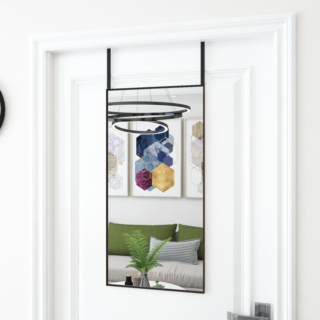 Dørspeil svart 40x80 cm glass og aluminium
